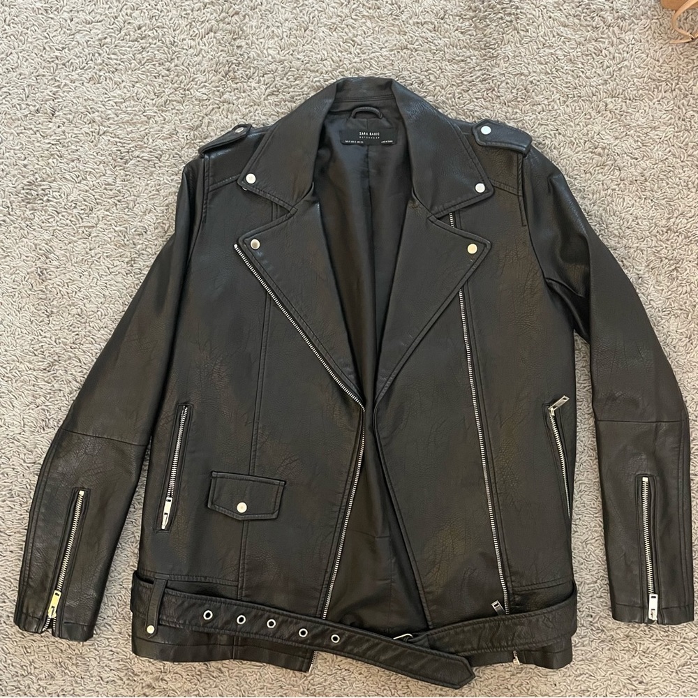 Zara Basic Oversized Leather Jacket - image 3